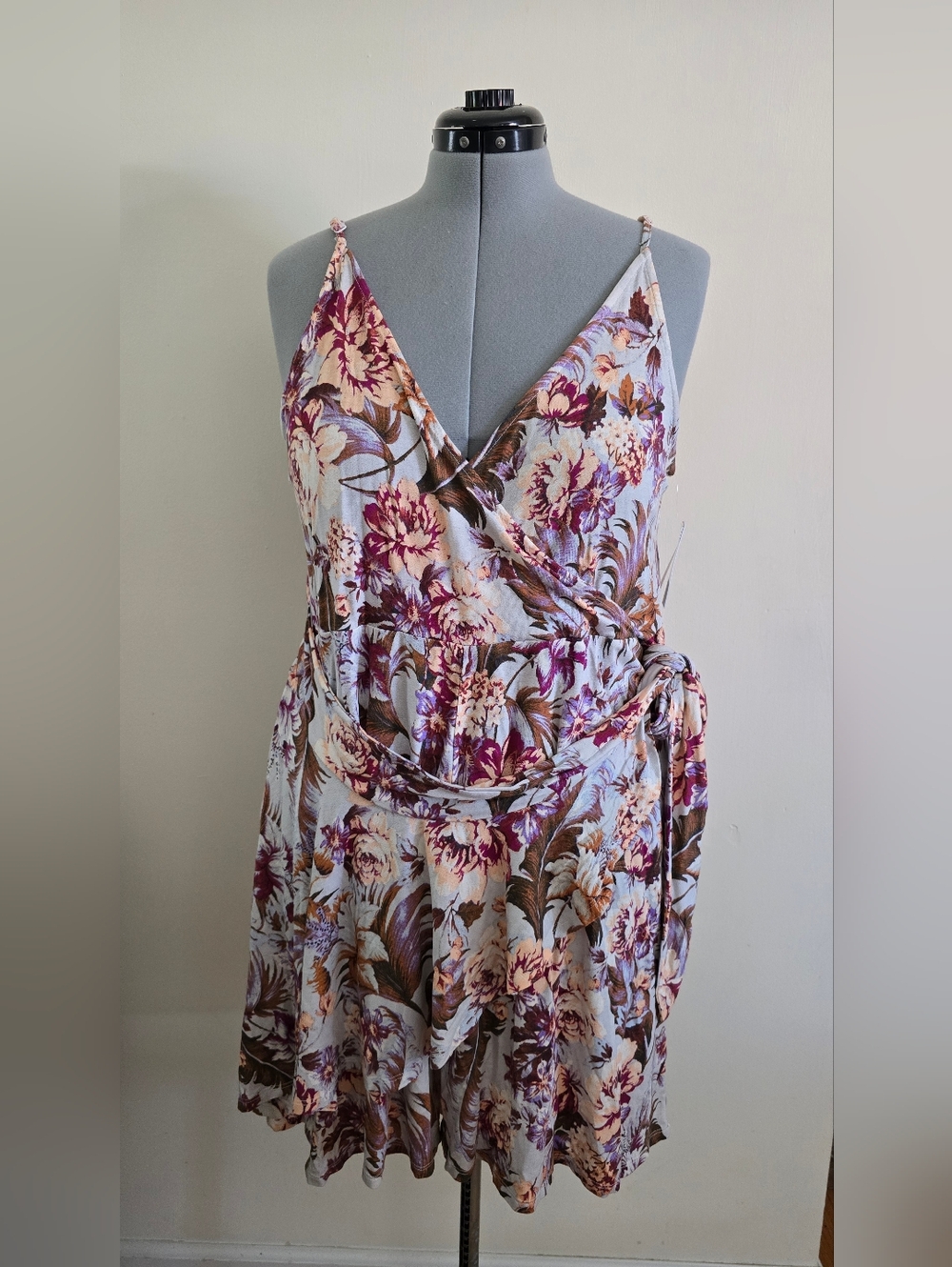 BP Nordstrom Floral Wrap Mini Dress XXL NWT Grey Fog